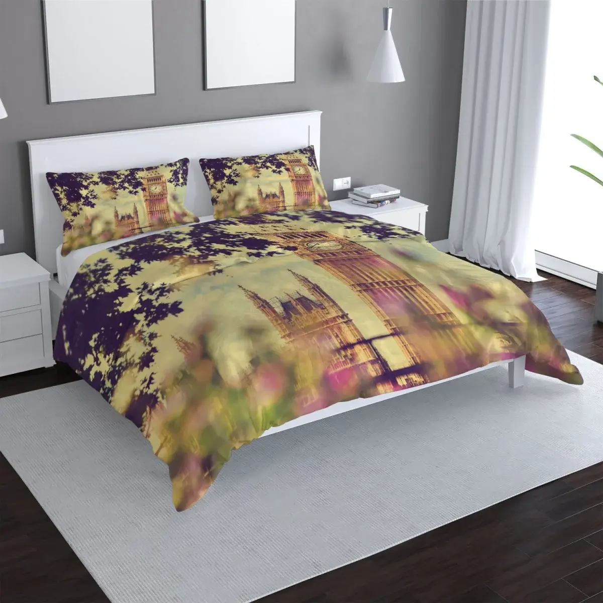 Povlečení Londýn Big Ben Flowers - 140x200 / 90x70