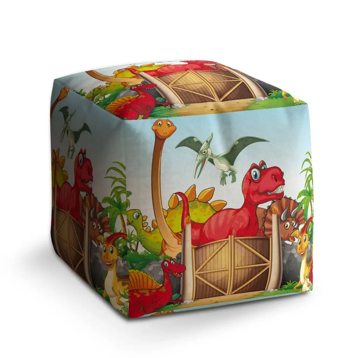 Taburet Cube Dinosauři 4 - 60x60x60 cm