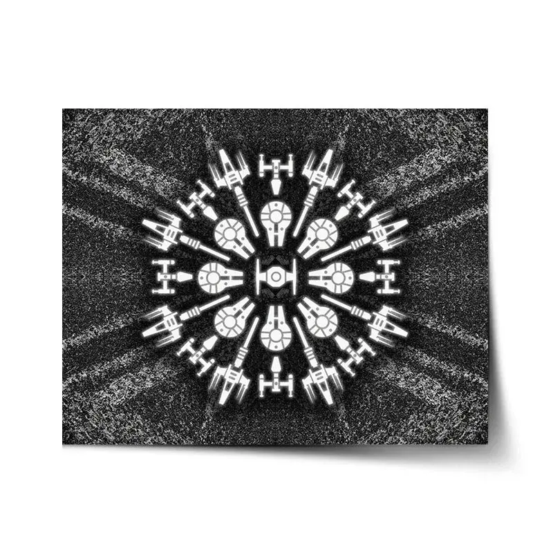 Plakát Star Wars Vesmírné lodě na šedém abstraktu - 120x80 cm