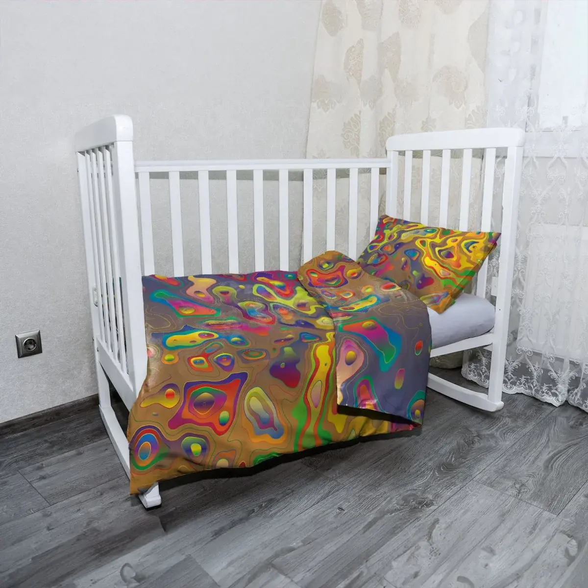 Mikroplyšové dětské povlečení do postýlky Barevné skvrny - 100x135 / 40x60