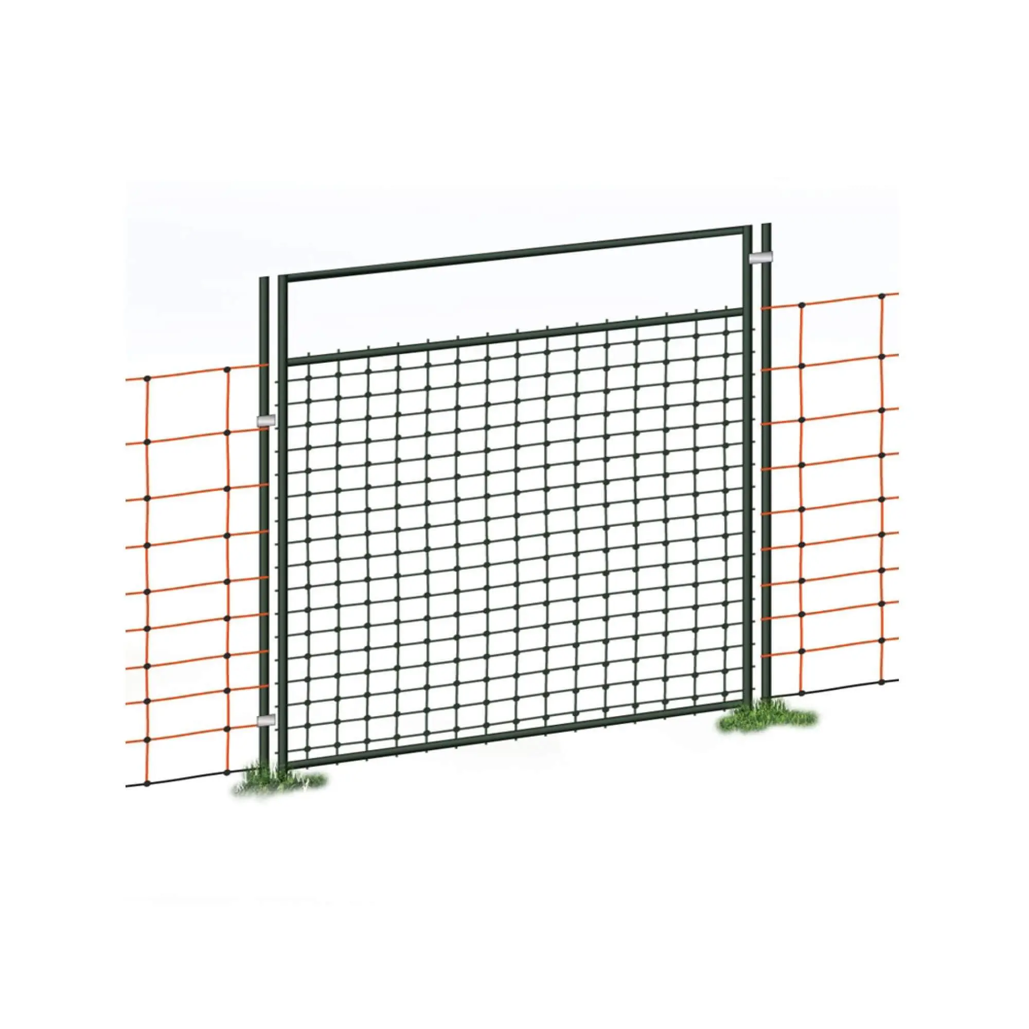 Vchodová branka k elektrické ohradníkové síti, výška 105 cm, šířka 86 cm, dvojitý hrot