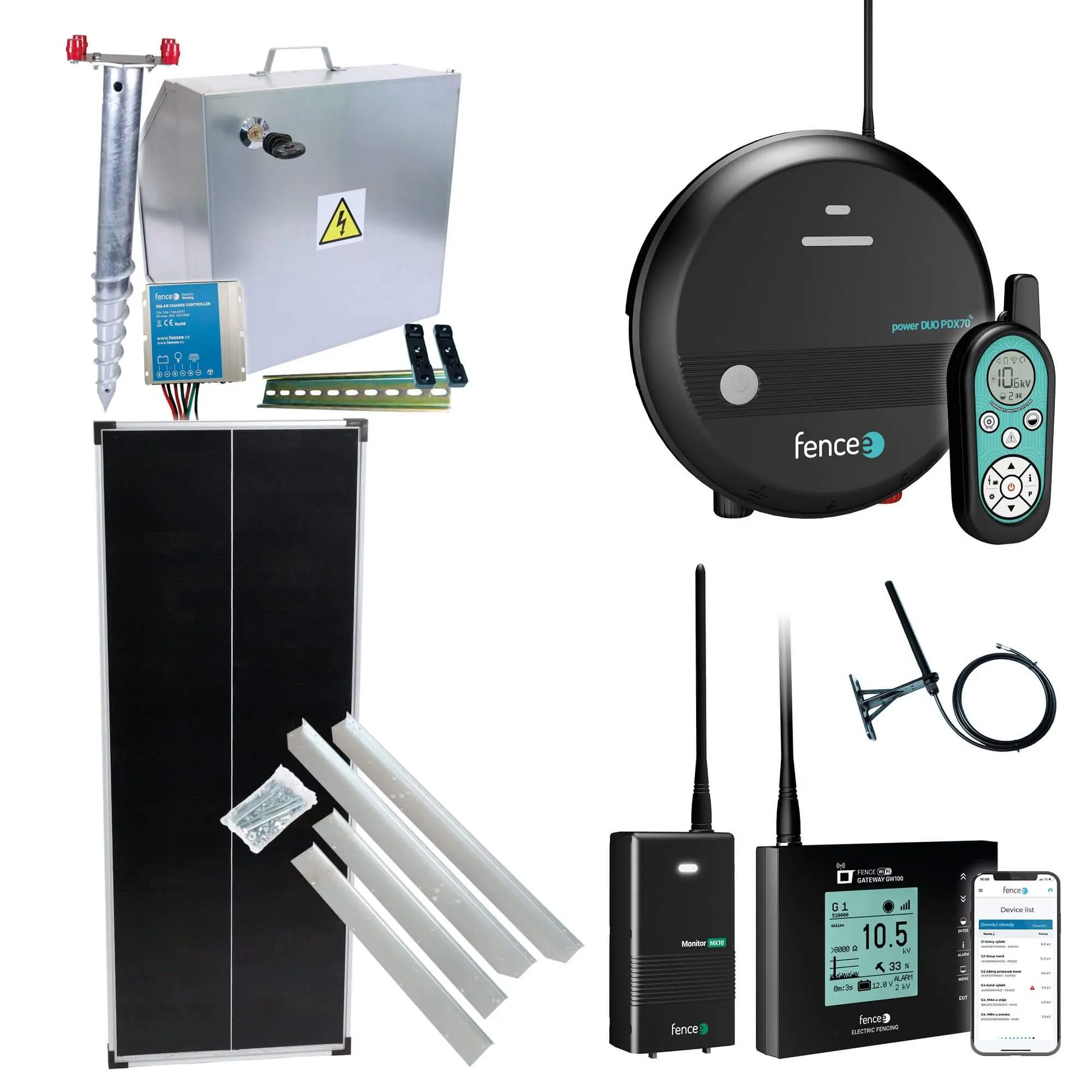 Chytrá Farma solární ohradník - Kompletní bezpečnostní schránka + 7J chytrý zdroj, Gateway a Monitor