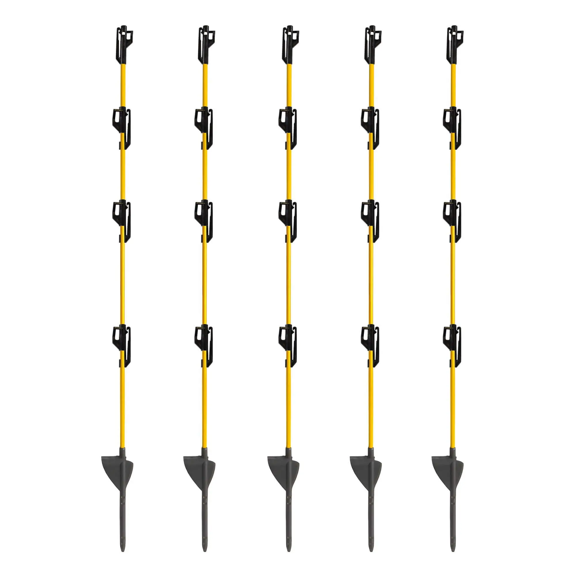 Sklolaminátový oválný sloupek pro elektrický ohradník 110 cm, nášlap a hrot, 4 izolátory - 50 ks