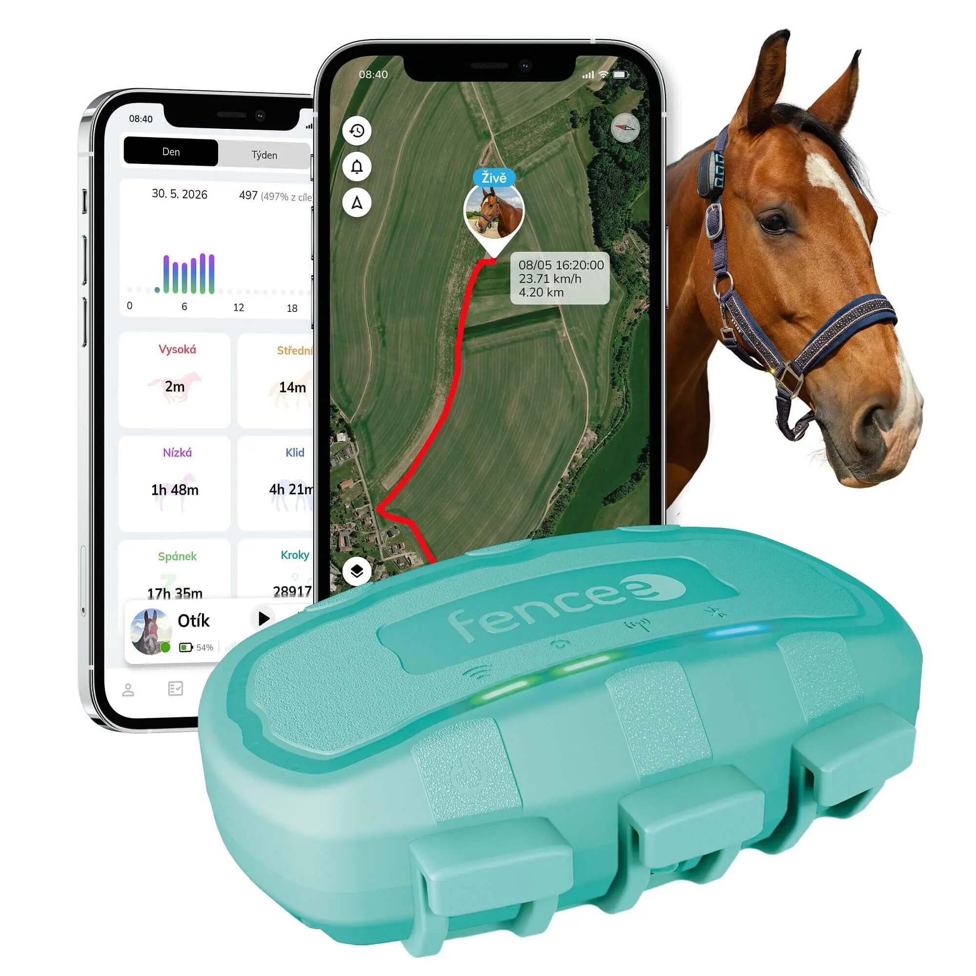 Chytrý lokátor pro koně fencee EquiGPS Track, mentolový
