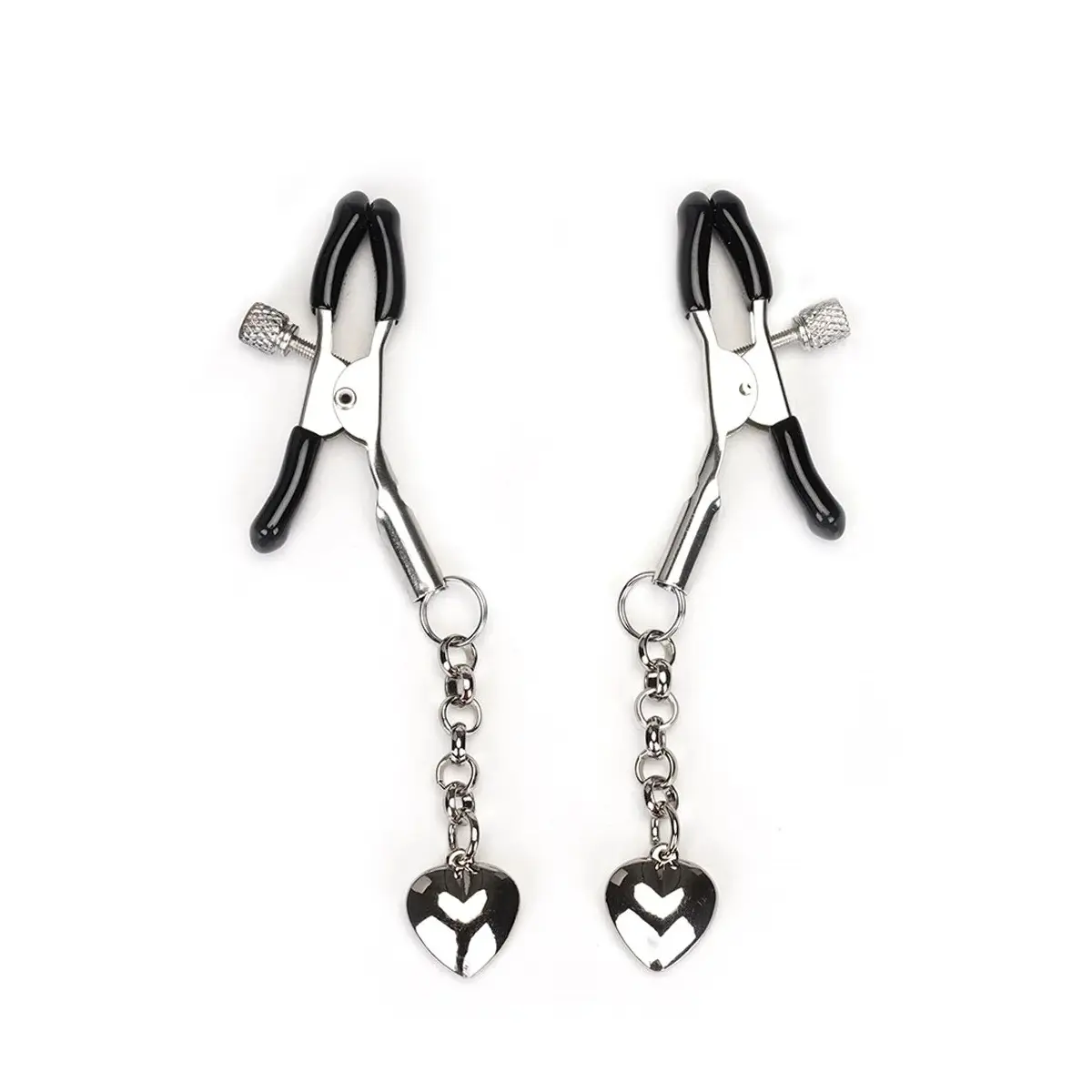 Svorky na bradavky Liebe Seele Silver Solid Heart Set 2 ks stříbrné
