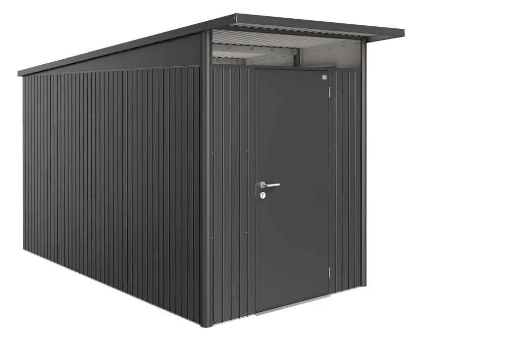 Domek na nářadí AVANTGARDE A4, šedá metalíza, jednokřídlé dveře BH17040