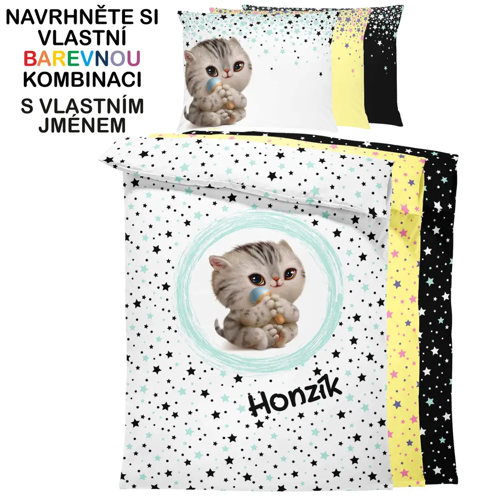 Povlečení pro miminka s vlastním jménem Kočička