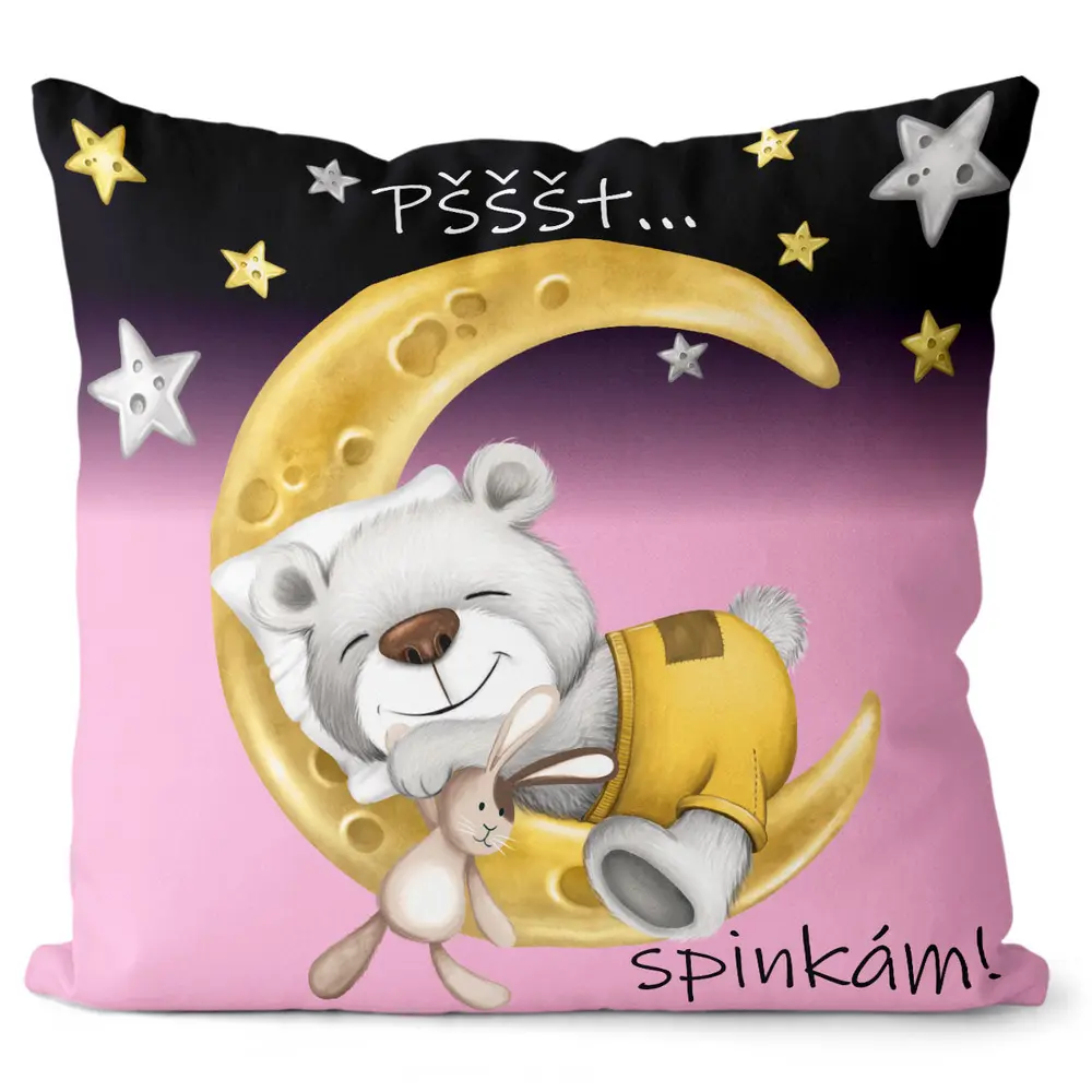 Polštářek Pšššt spinkám – růžová (Velikost: