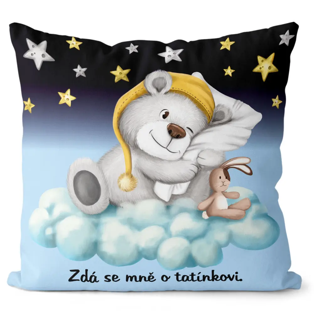 Polštářek Zdá se mně o tatínkovi – modrá (Velikost: