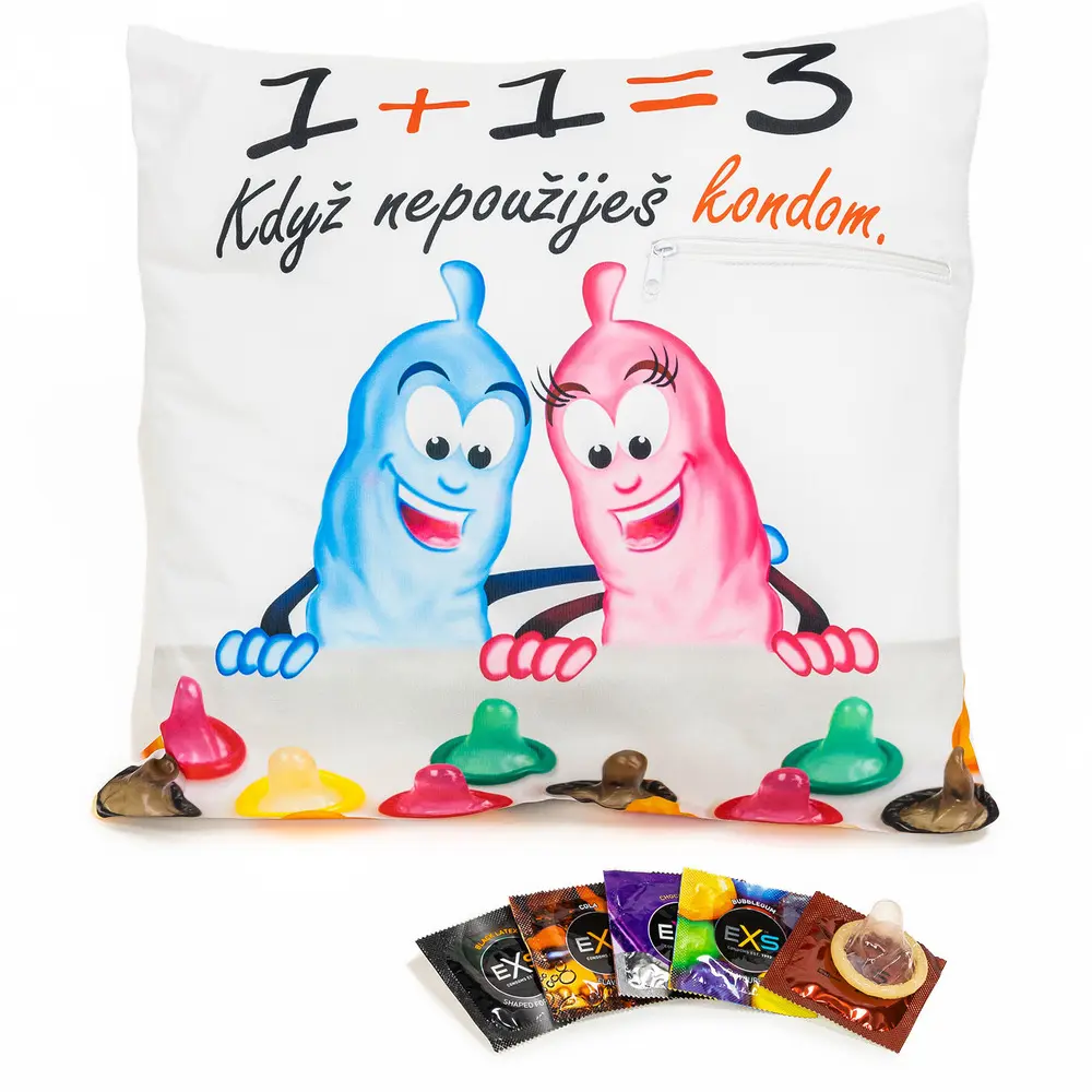 Polštář na kondomy 1+1=3 (Velikost: