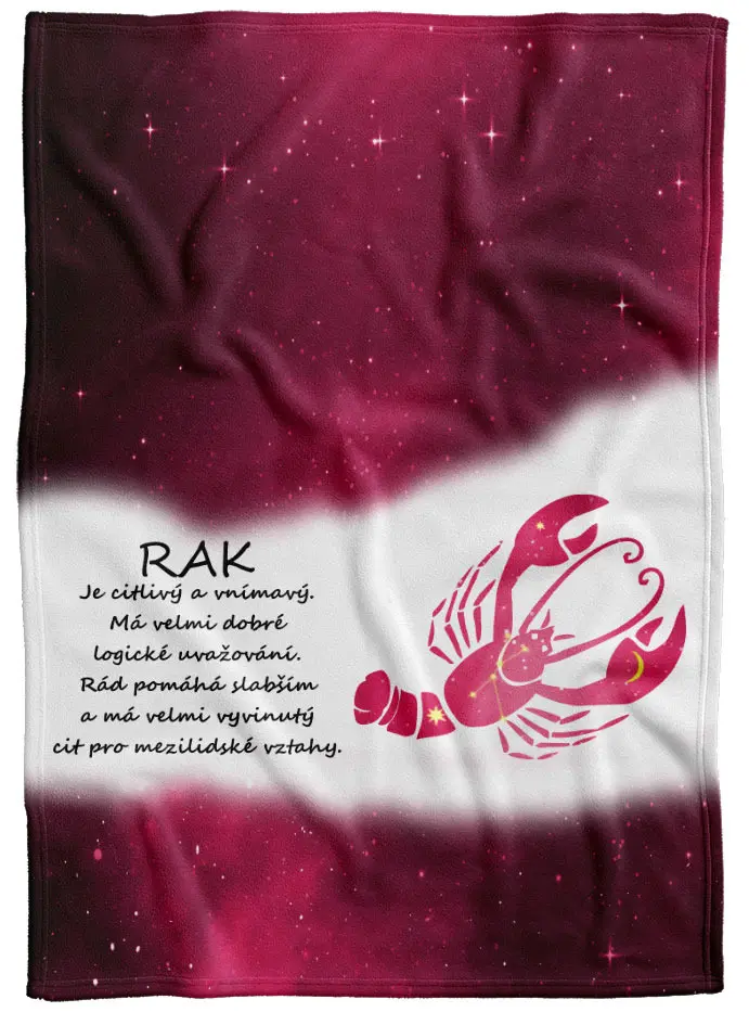 Deka Rak (22.6. - 22.7.) - červená (Podšití beránkem: