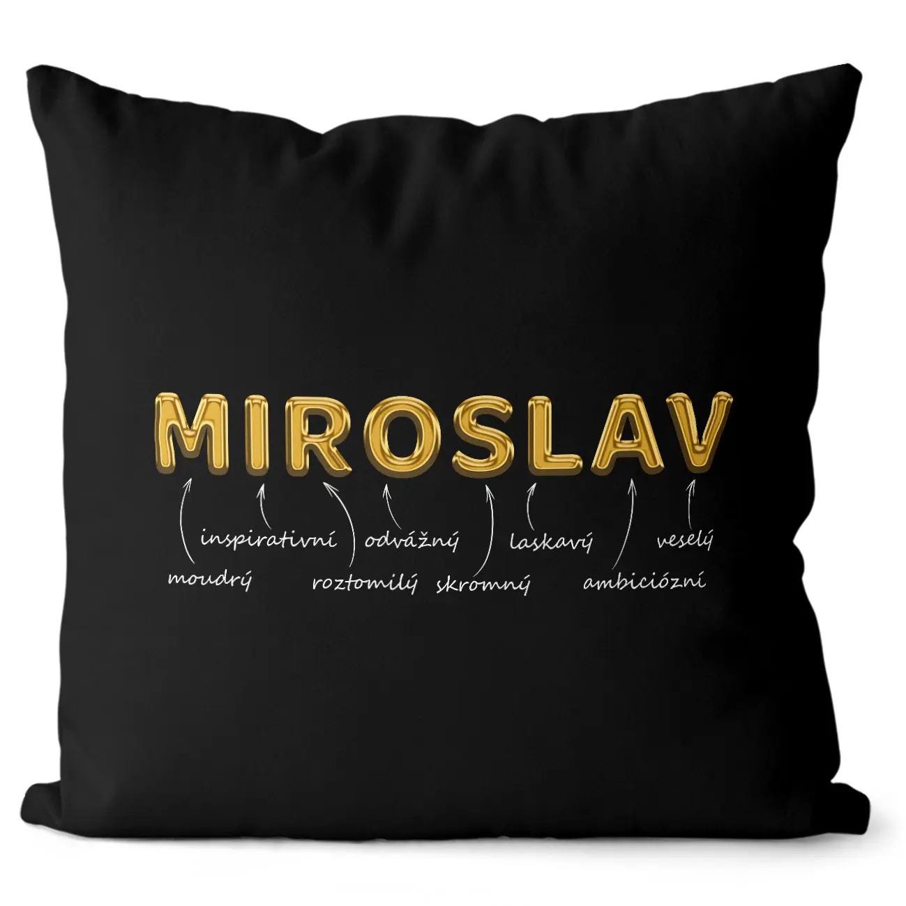 Polštář Mužská jména – GOLD (Velikost: 55 x 55 cm, Jméno: Miroslav)