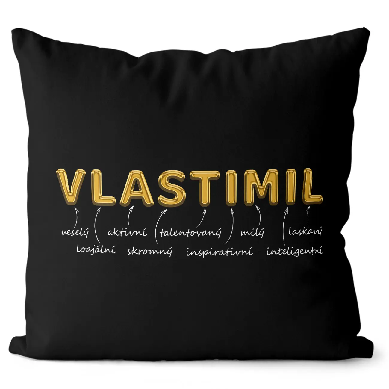 Polštář Mužská jména – GOLD (Velikost: 55 x 55 cm, Jméno: Vlastimil)
