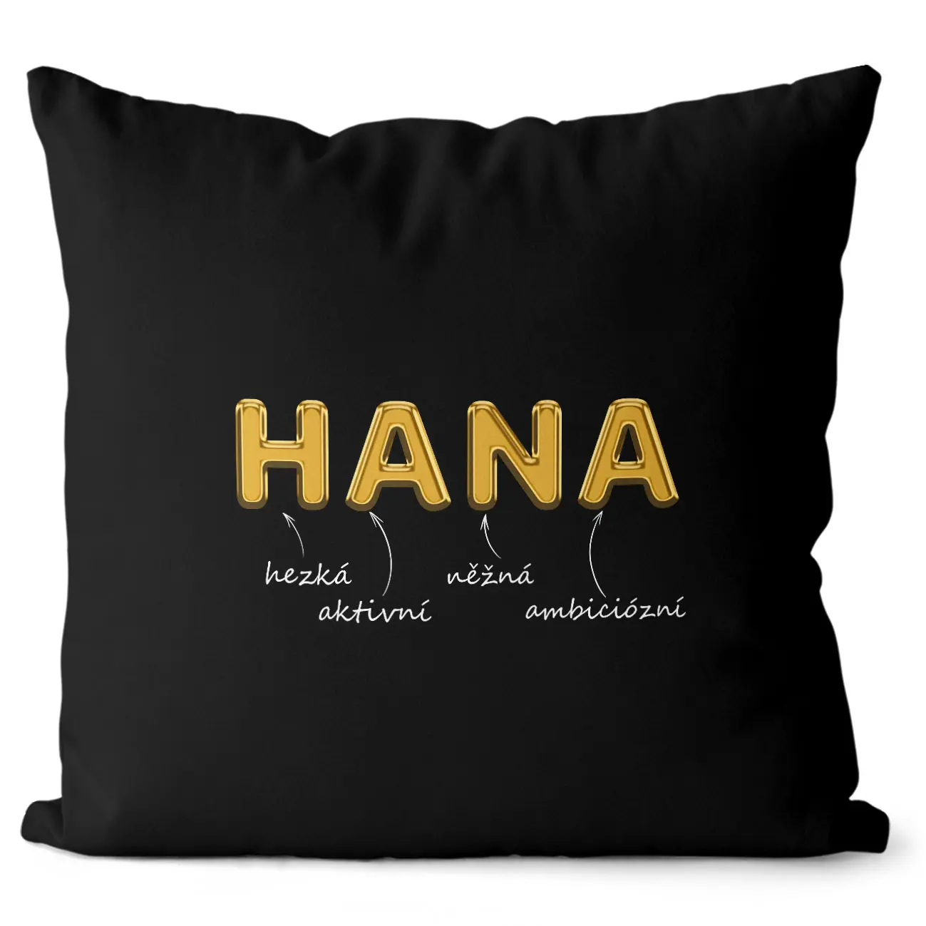 Polštář Ženská jména - GOLD (Velikost: 55 x 55 cm, Jméno: Hana)