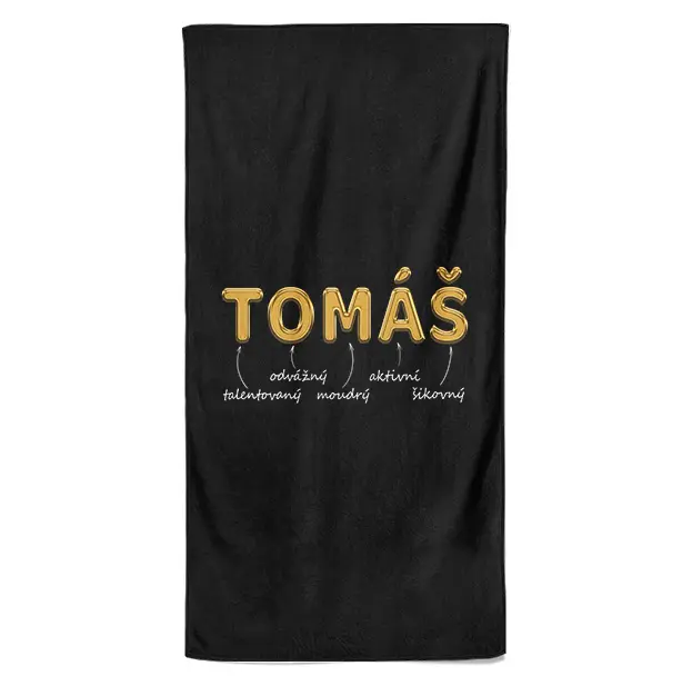 Osuška Mužská jména – GOLD (Jméno: Tomáš, Velikost osušky: 100x170cm)