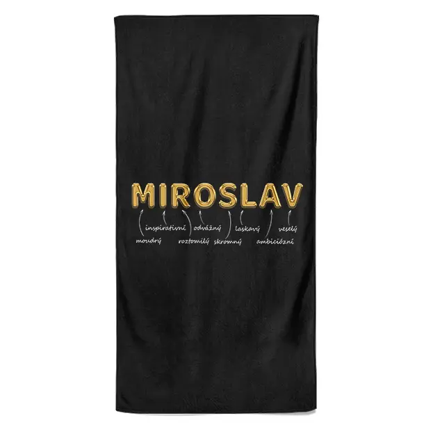 Osuška Mužská jména – GOLD (Jméno: Miroslav, Velikost osušky: 100x170cm)