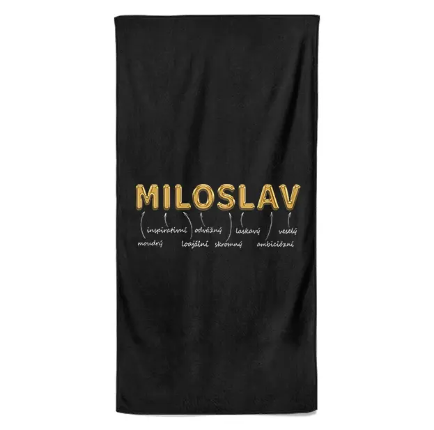 Osuška Mužská jména – GOLD (Jméno: Miloslav, Velikost osušky: 100x170cm)