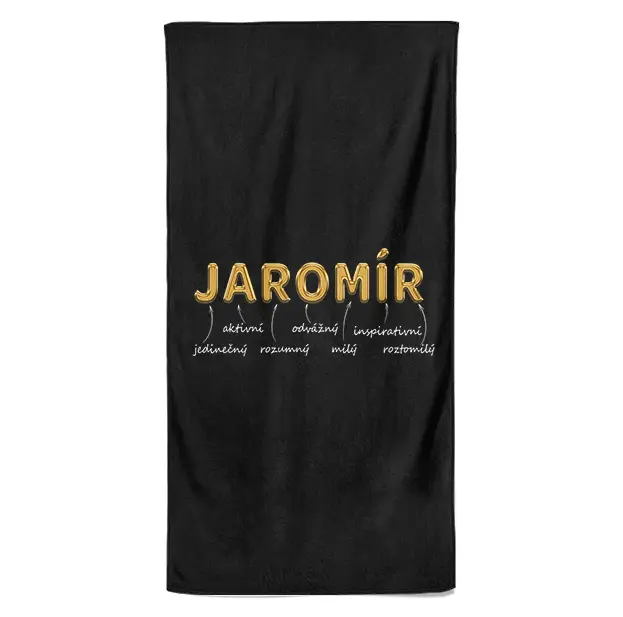 Osuška Mužská jména – GOLD (Jméno: Jaromír, Velikost osušky: 100x170cm)