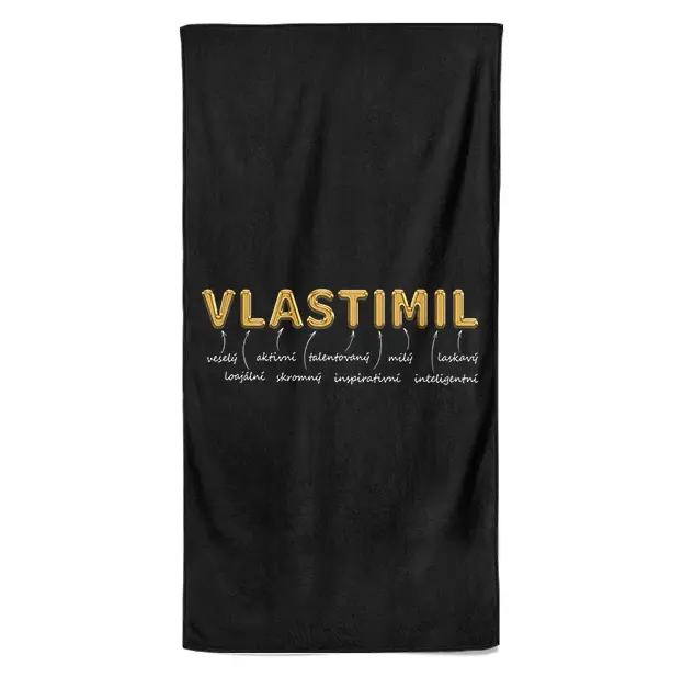 Osuška Mužská jména – GOLD (Jméno: Vlastimil, Velikost osušky: 100x170cm)