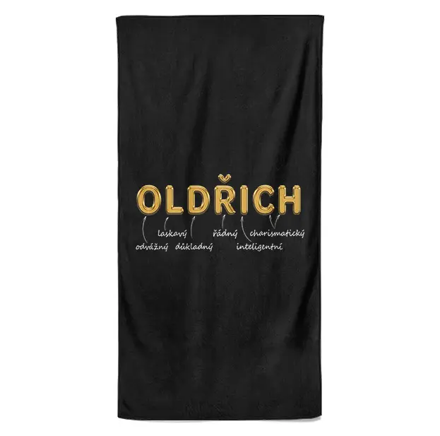 Osuška Mužská jména – GOLD (Jméno: Oldřich, Velikost osušky: 100x170cm)