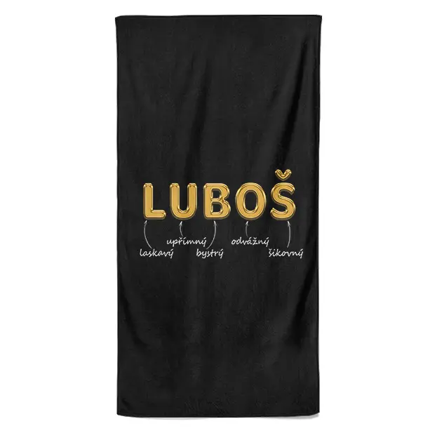 Osuška Mužská jména – GOLD (Jméno: Luboš, Velikost osušky: 100x170cm)