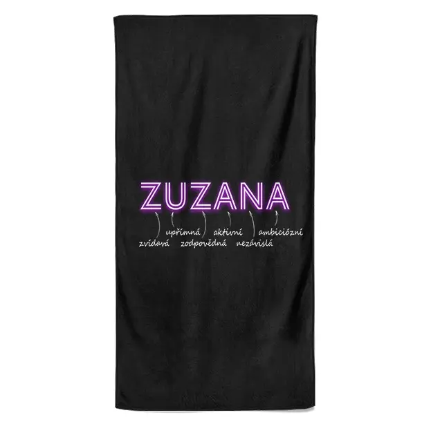 Osuška Ženská jména – NEON (Jméno: Zuzana, Velikost osušky: 100x170cm)