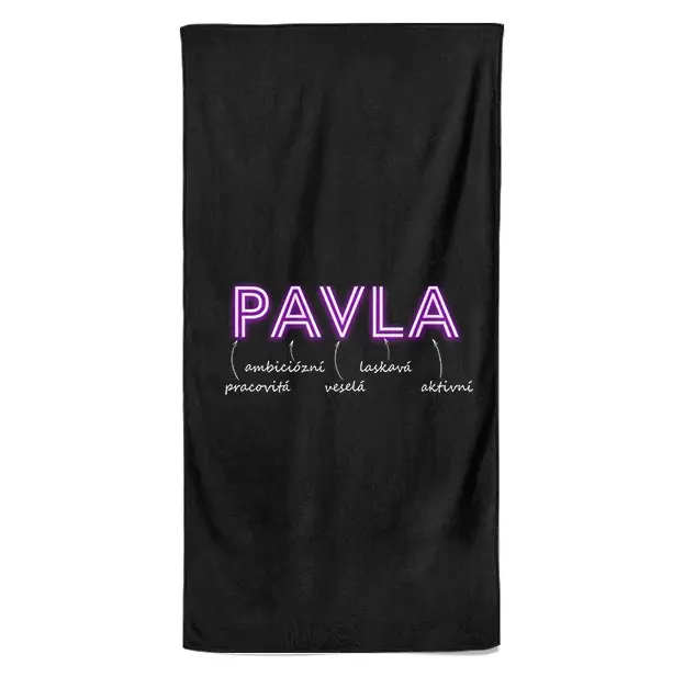 Osuška Ženská jména – NEON (Jméno: Pavla, Velikost osušky: 100x170cm)