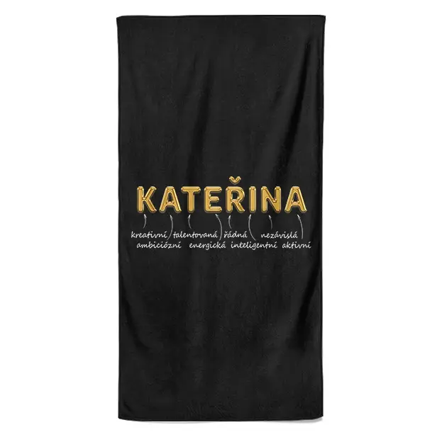 Osuška Ženská jména – GOLD (Jméno: Kateřina, Velikost osušky: 100x170cm)