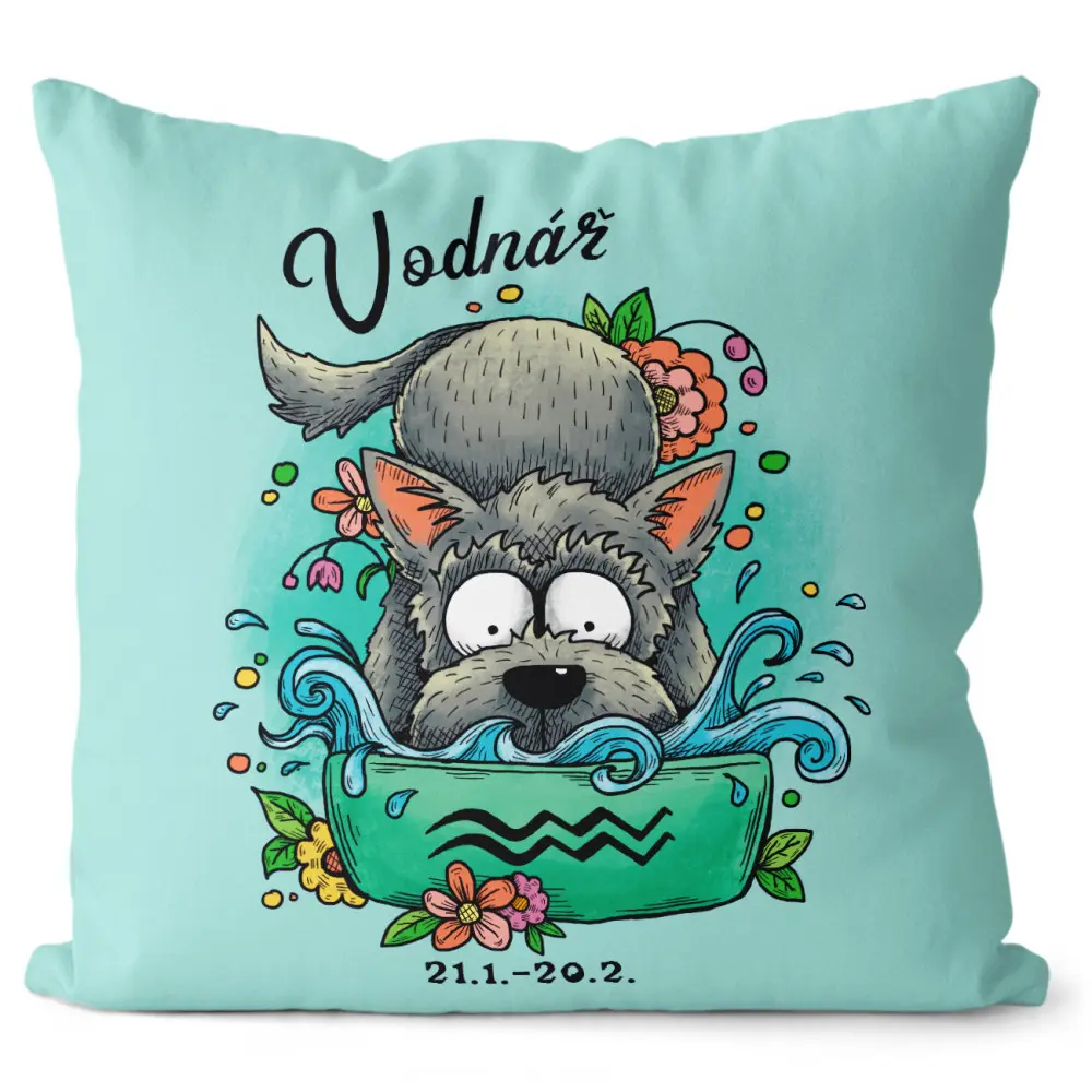 Polštář Psí znamení – vodnář (Velikost: 55 x 55 cm)