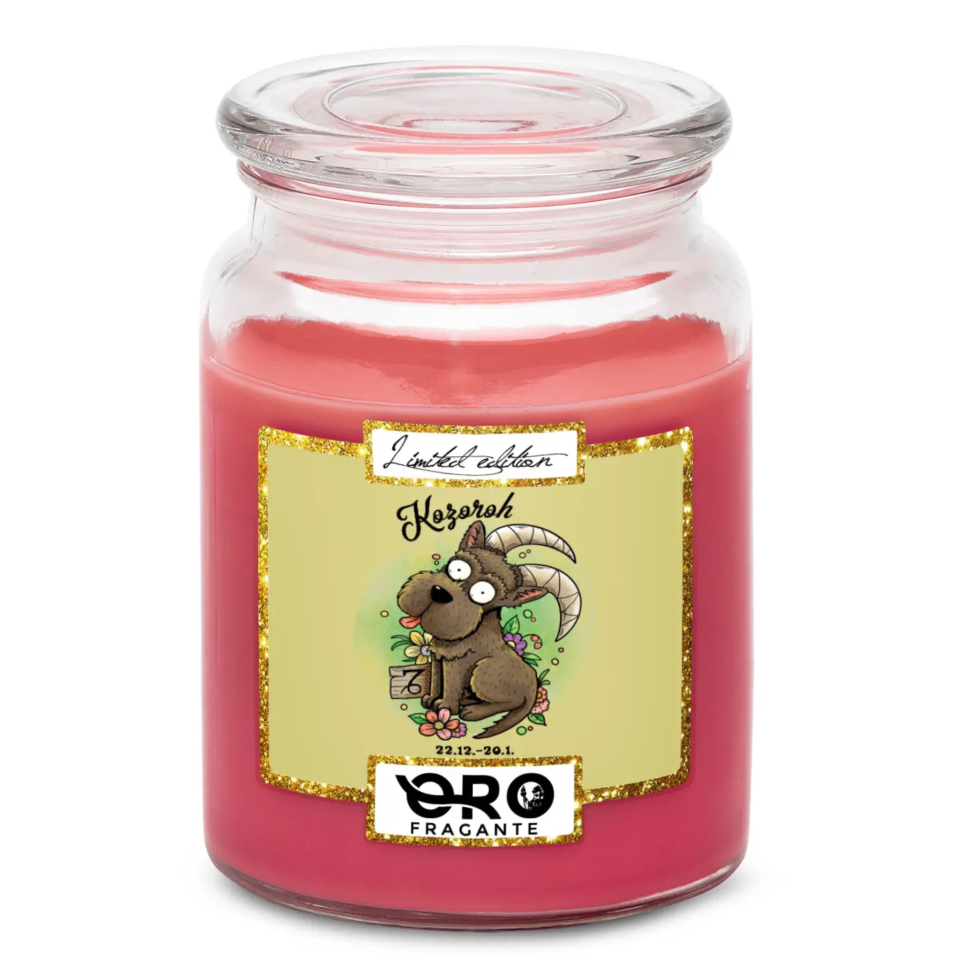 Svíčka Psí znamení – kozoroh (Vůně svíčky: Višně v čokoládě)
