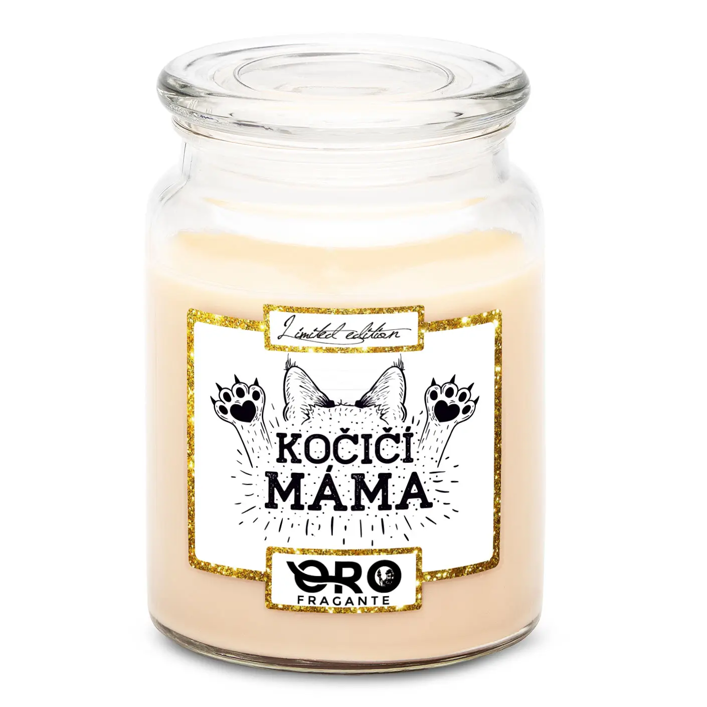 Svíčka Kočičí máma – tlapky (Vůně svíčky: Vanilka)