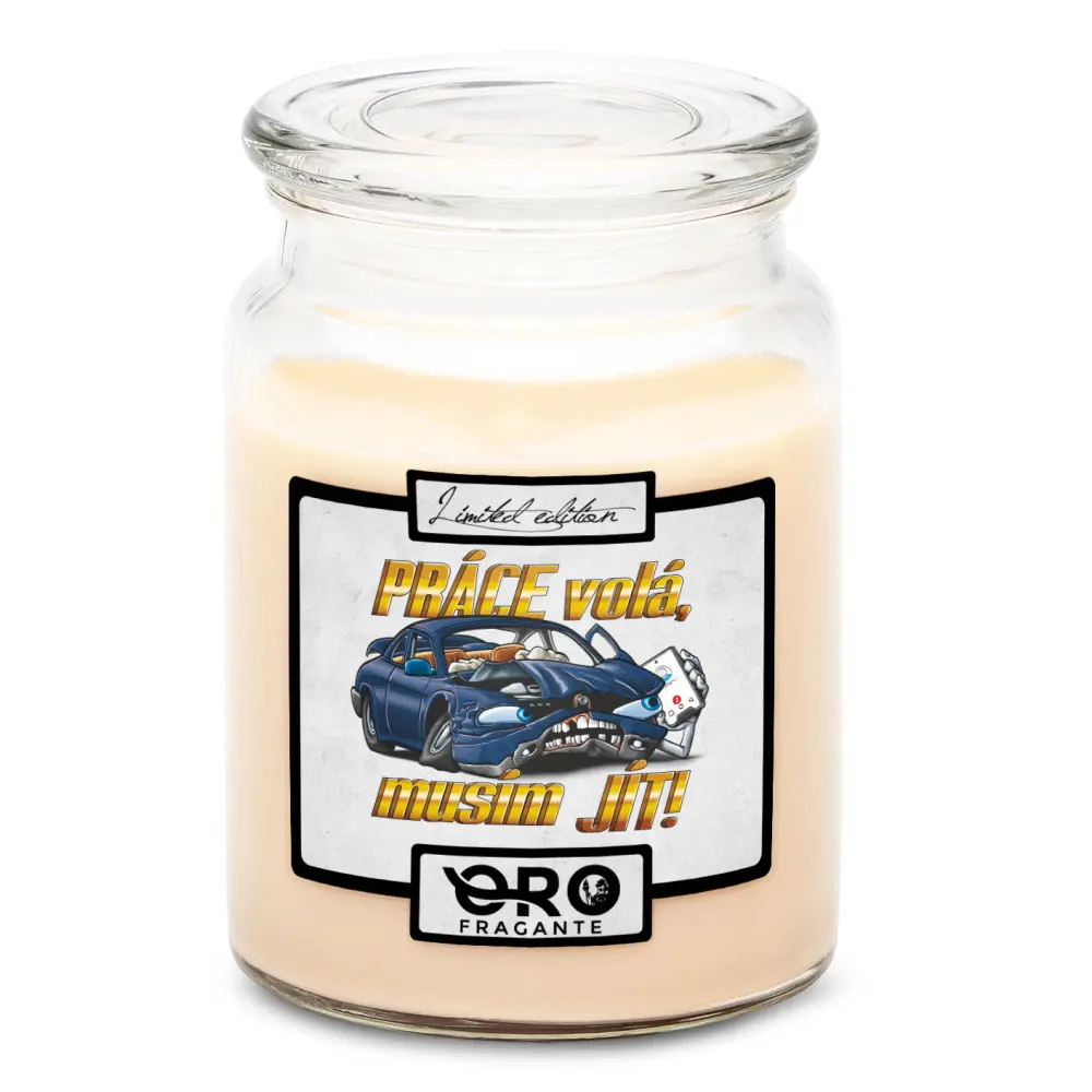 Svíčka Práce volá - automechanik (Vůně svíčky: Vanilka)