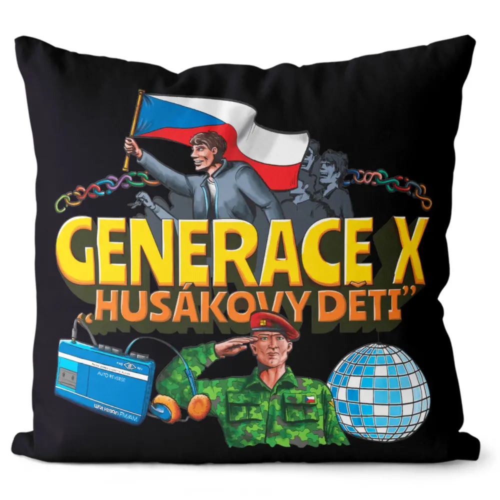 Polštář Generace X – Husákovy děti (Velikost: 55 x 55 cm)