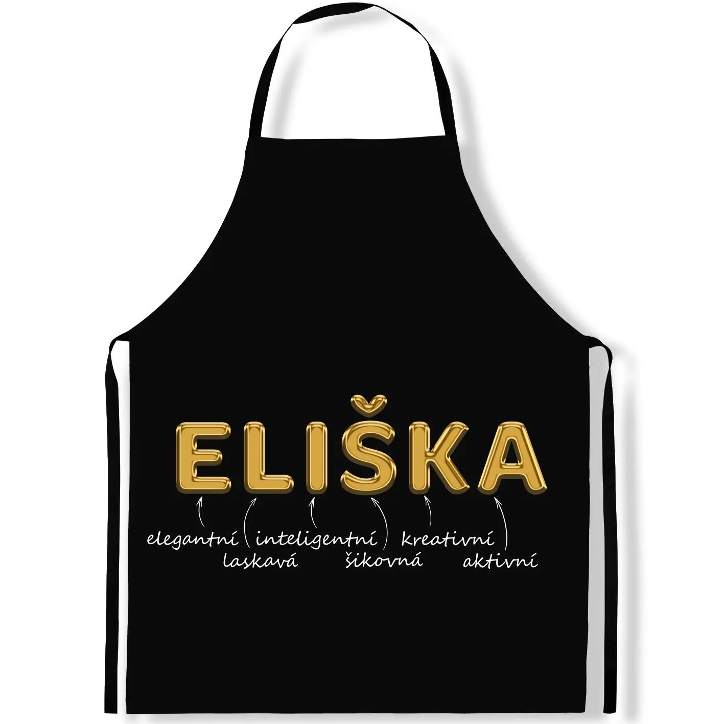 Zástěra Ženská jména – GOLD (Výběr jména) (Jméno: Eliška)