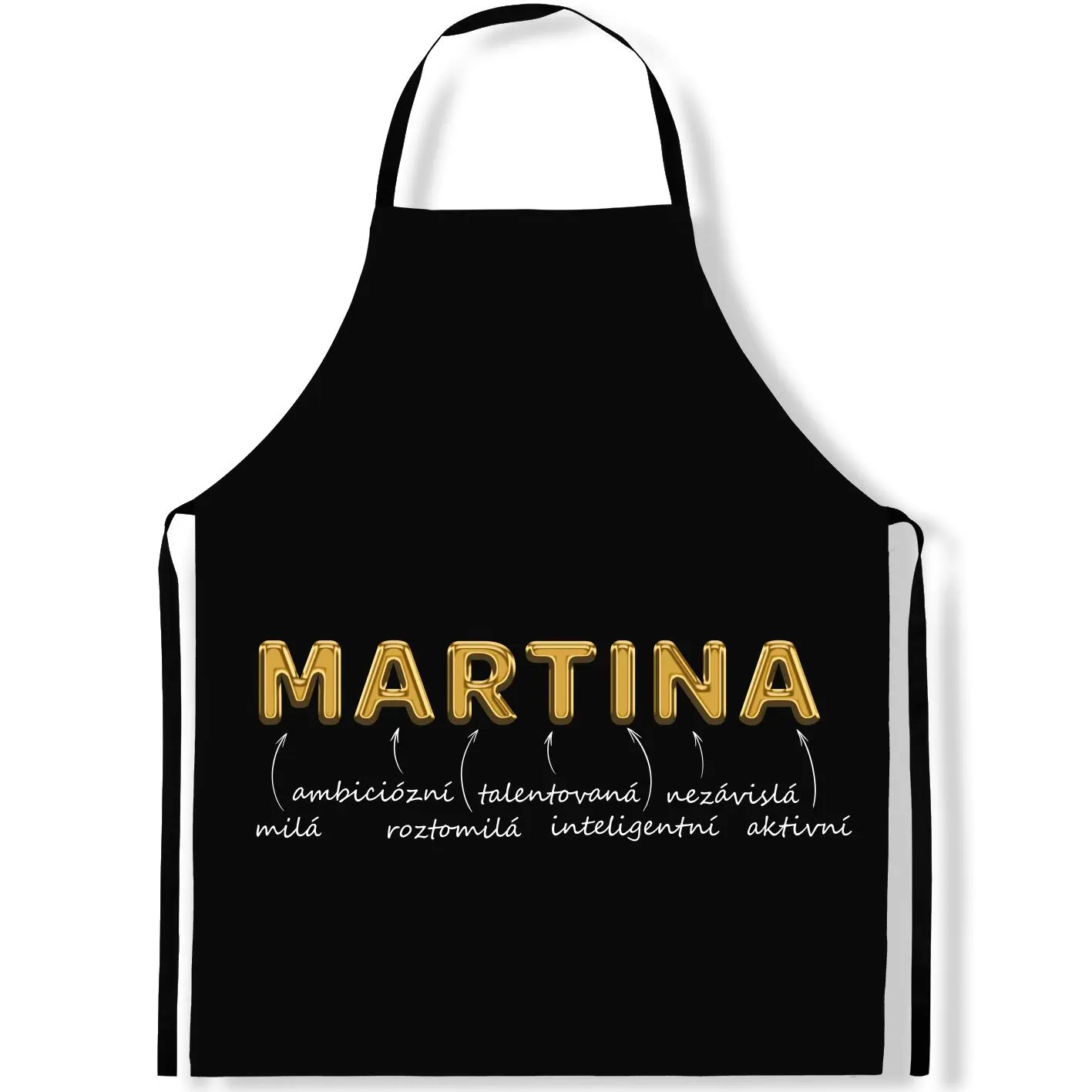 Zástěra Ženská jména – GOLD (Výběr jména) (Jméno: Martina)