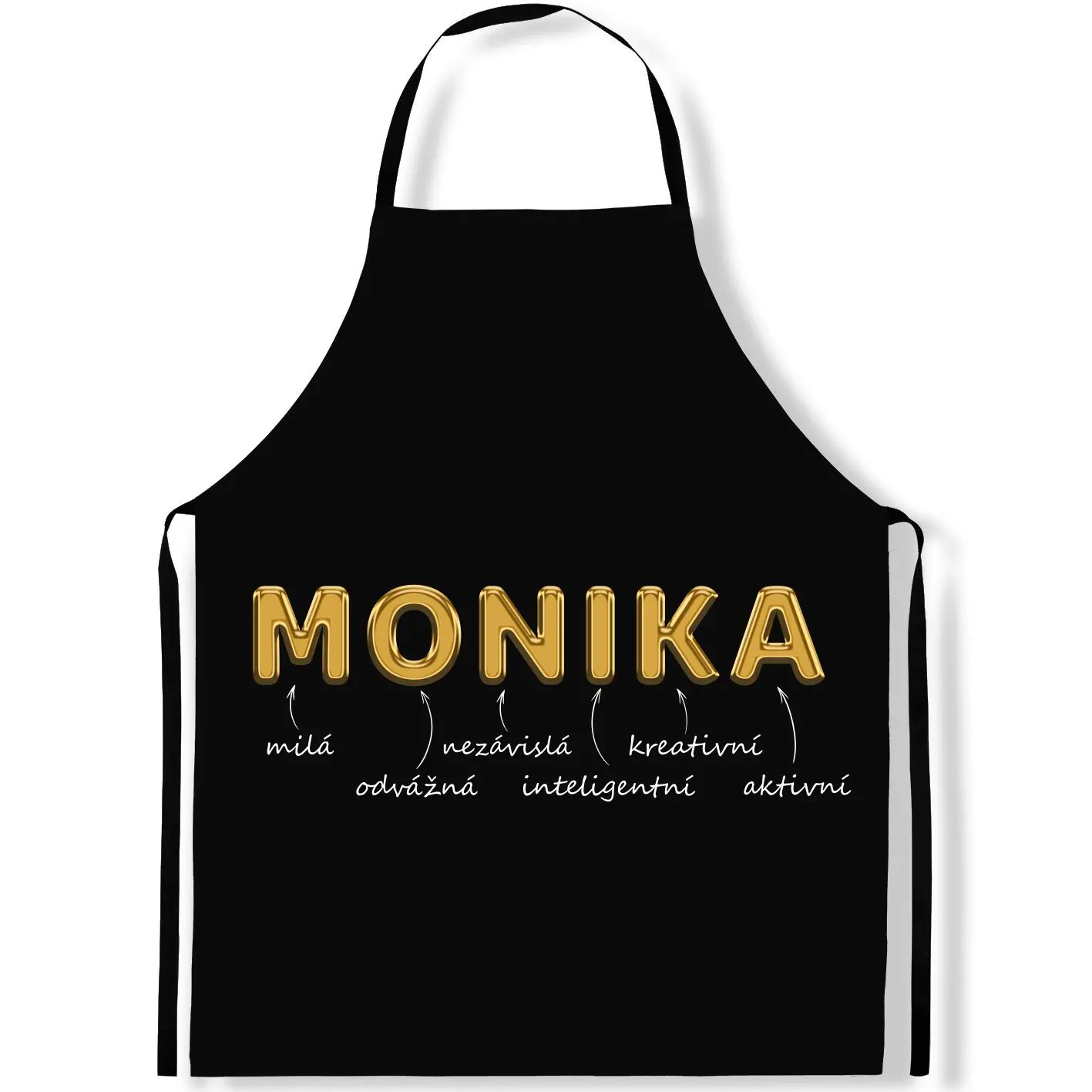 Zástěra Ženská jména – GOLD (Výběr jména) (Jméno: Monika)
