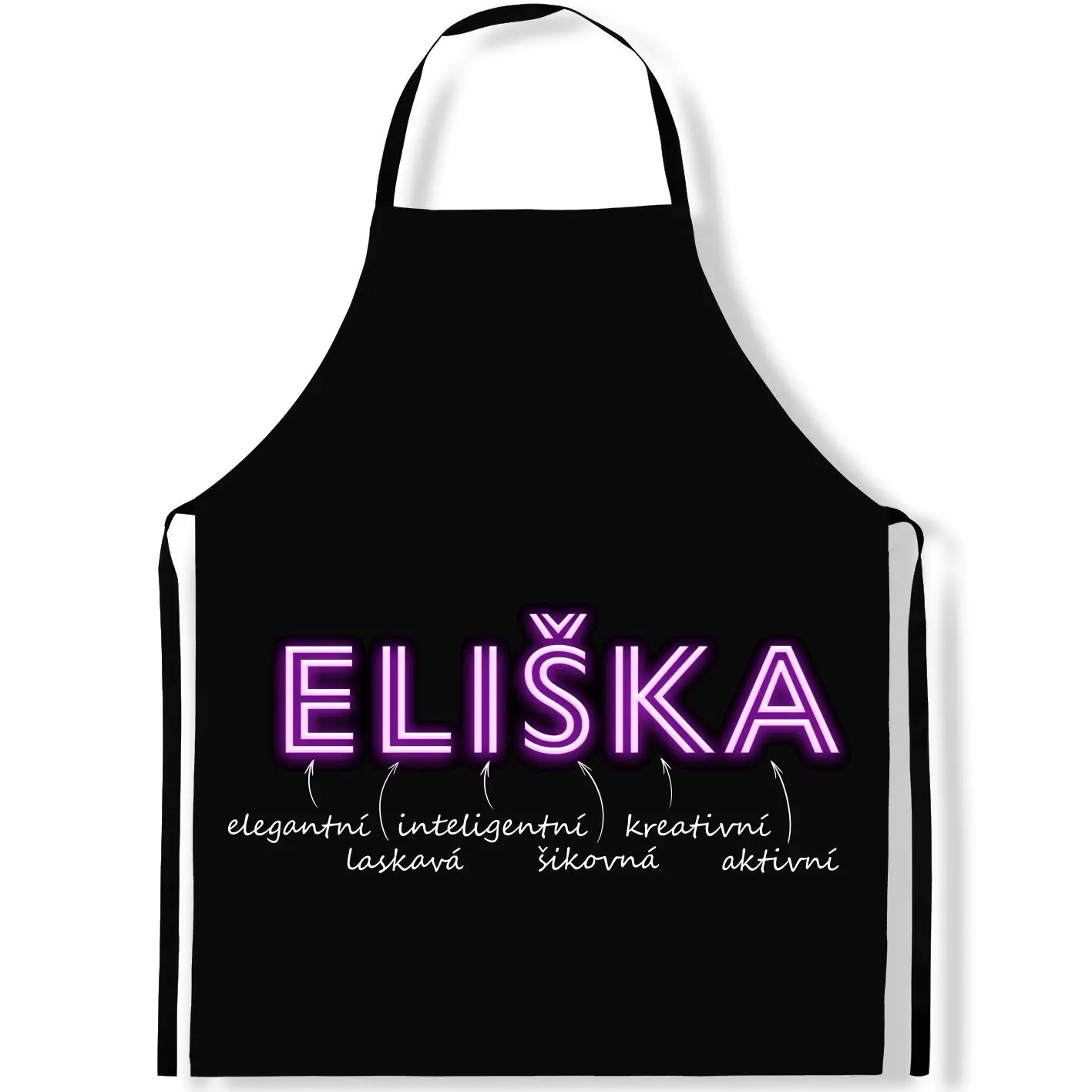 Zástěra Ženská jména – NEON (Výběr jména) (Jméno: Eliška)