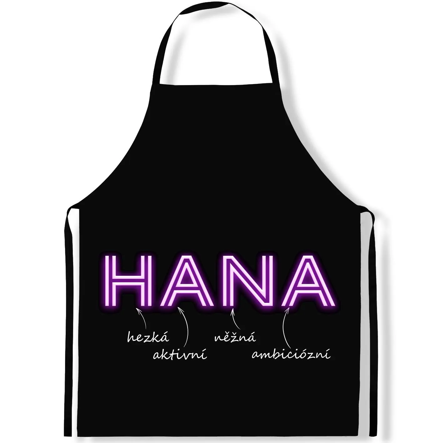 Zástěra Ženská jména – NEON (Výběr jména) (Jméno: Hana)