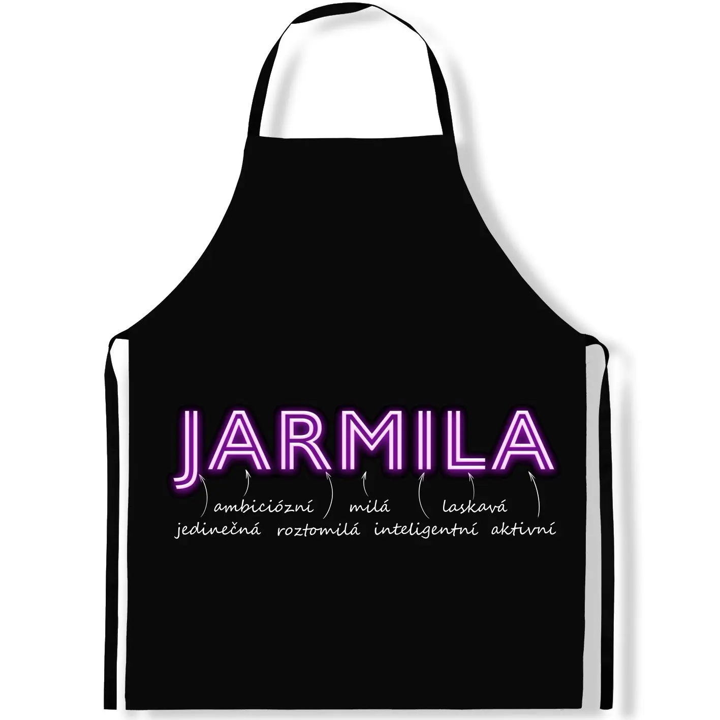 Zástěra Ženská jména – NEON (Výběr jména) (Jméno: Jarmila)