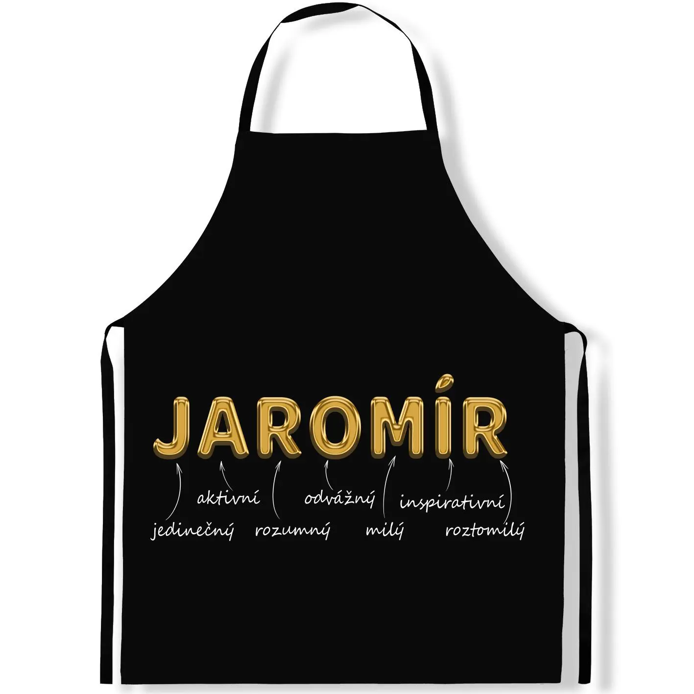 Zástěra Mužská jména – GOLD (Výběr jména) (Jméno: Jaromír)