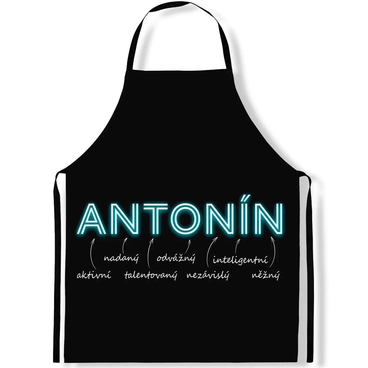 Zástěra Mužská jména – NEON (Výběr jména) (Jméno: Antonín)
