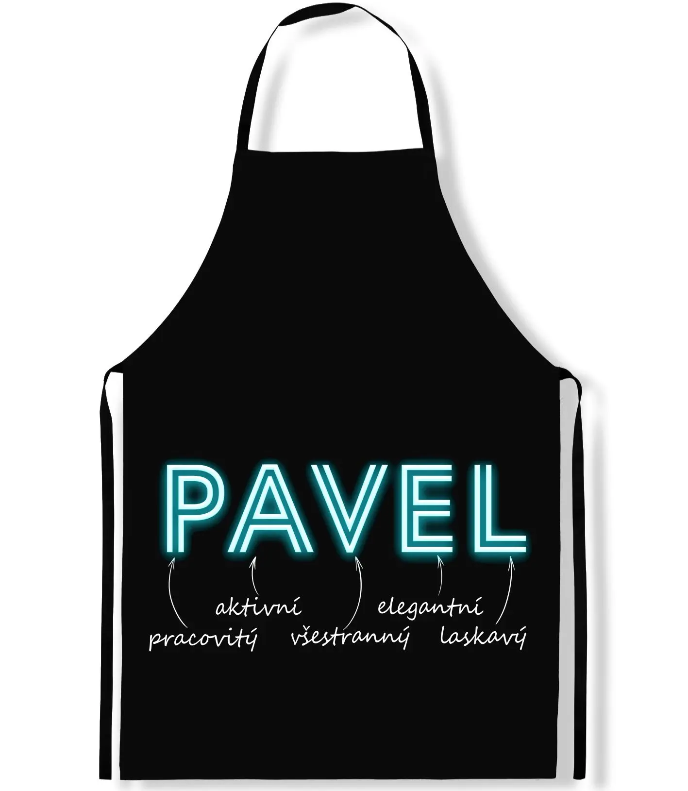 Zástěra Mužská jména – NEON (Výběr jména) (Jméno: Pavel)