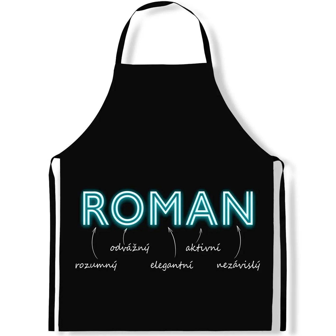 Zástěra Mužská jména – NEON (Výběr jména) (Jméno: Roman)