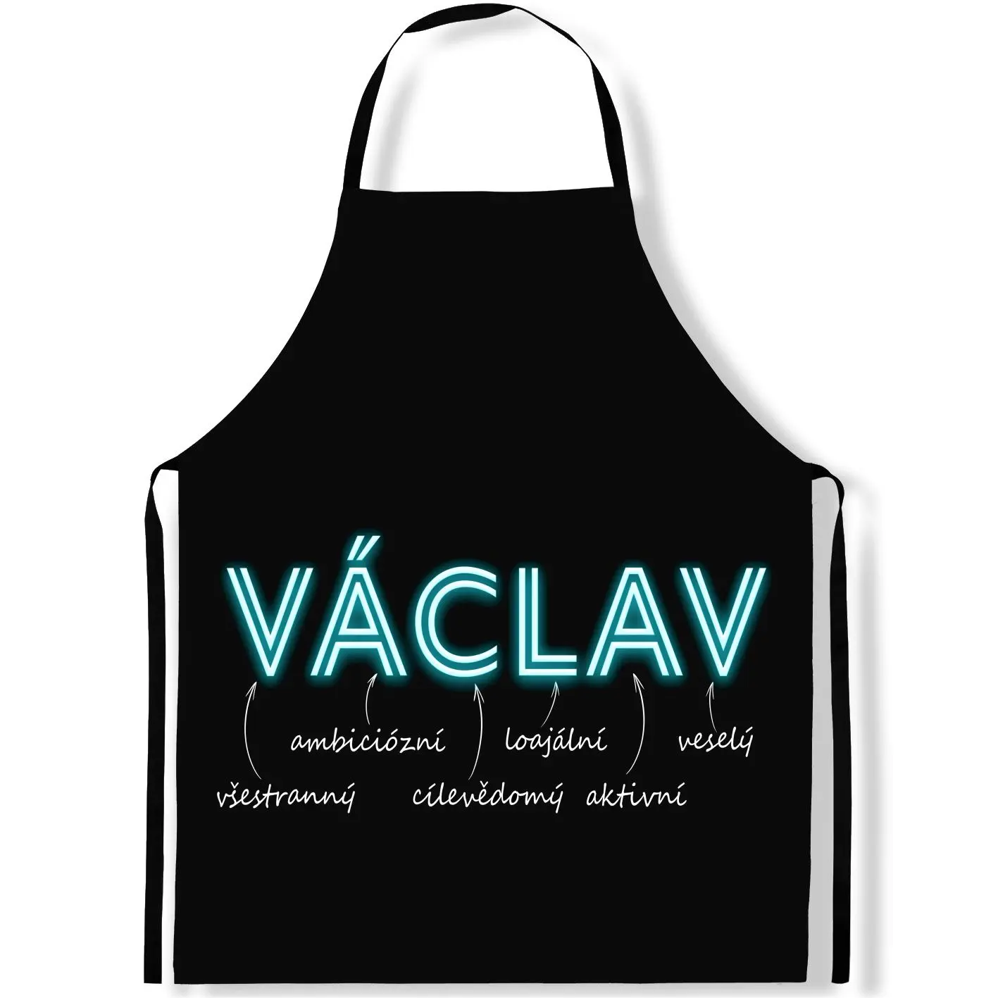 Zástěra Mužská jména – NEON (Výběr jména) (Jméno: Václav)
