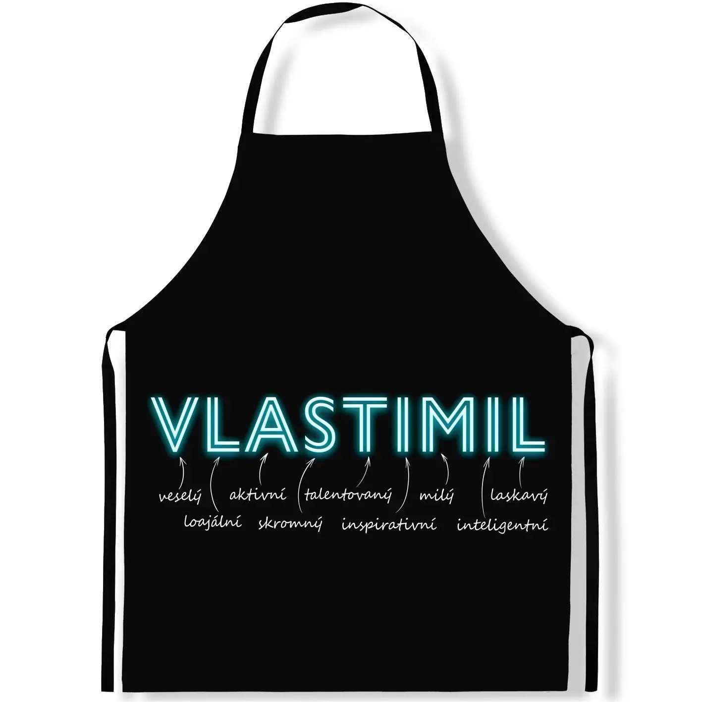 Zástěra Mužská jména – NEON (Výběr jména) (Jméno: Vlastimil)