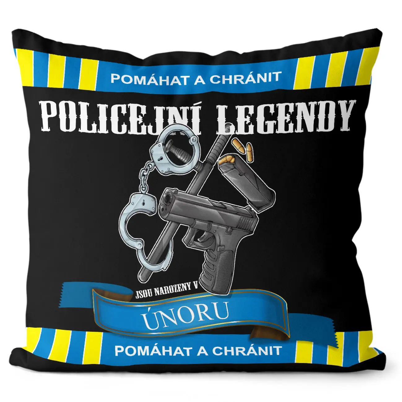Polštář Policejní legendy – měsíce (Velikost: 55 x 55 cm, Měsíc: 02 - Únor)