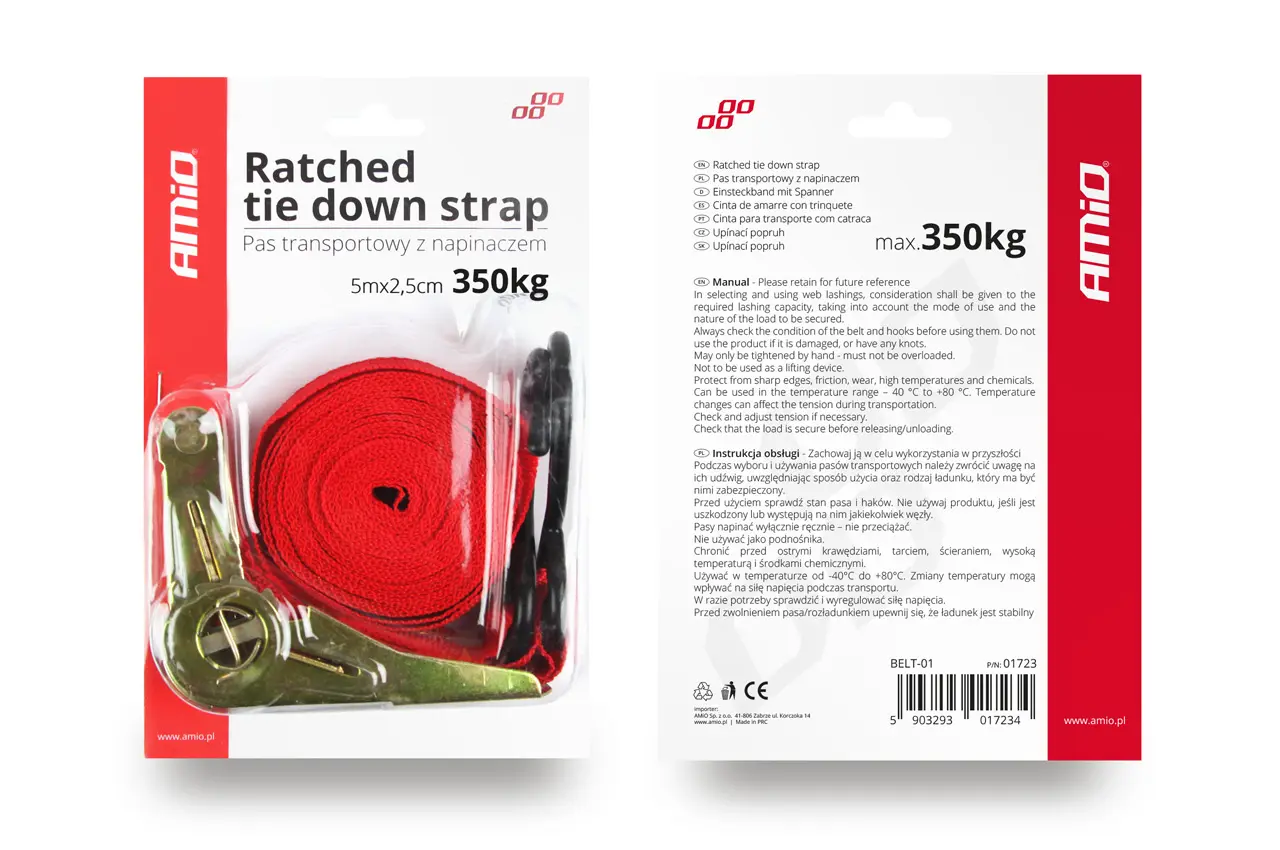 Upínací popruh 5m 2,5cm 350kg BELT-01