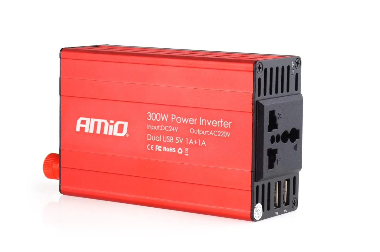 Měnič napětí AMiO 24V/230V 300W/600W 2xUSB PI04