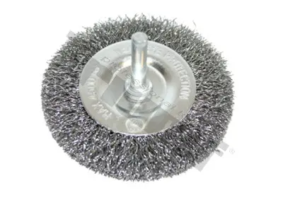 Ploché drátěné kolo, trn 6 mm, vlnitý drát 0,3 mm - Ø 100 mm