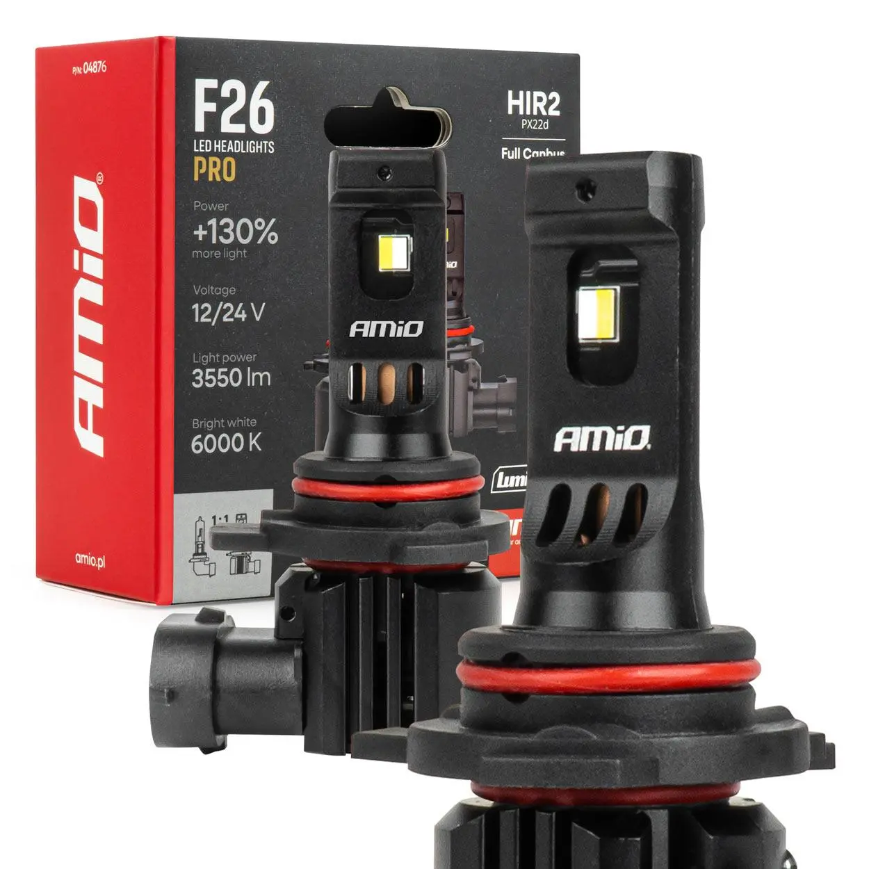 LED žárovky hlavního svícení série F26 PRO LumiTec LIMITED +130% DUO FULL CANBUS HIR2 12V 24V AMIO-04876